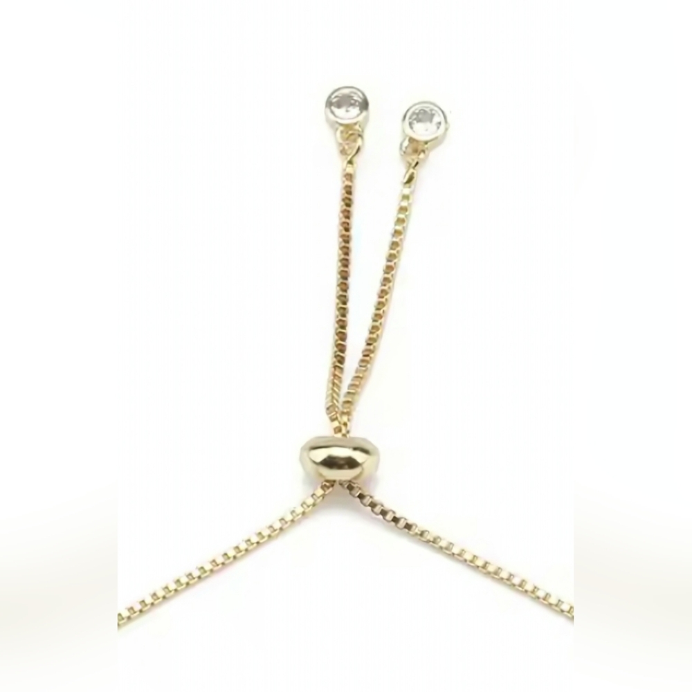 NEW CZ Gold Plated Multicolor Safety Pin Adjustable Slide Tennis Bracelet - Picture 5 of 8